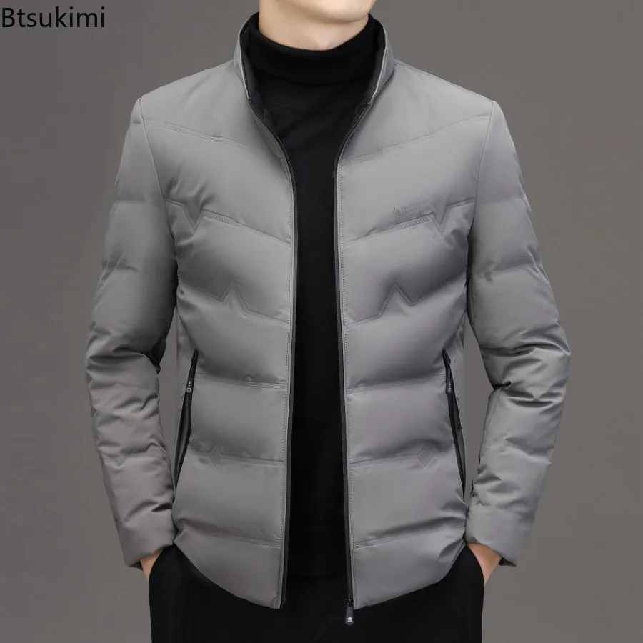 High Quality 2025 Autumn Winter Men's Bright Duck Down Jacket Business Casual Warm Puffer Coat Outwear Lightweight Down Clothing