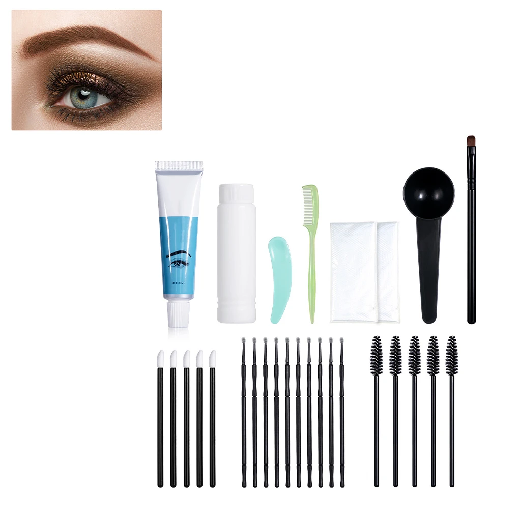 눈썹 염료 오래 지속되는 눈썹 색조 염색 크림 브러쉬 스푼 키트 메이크업 액세서리 선물 여성 소녀