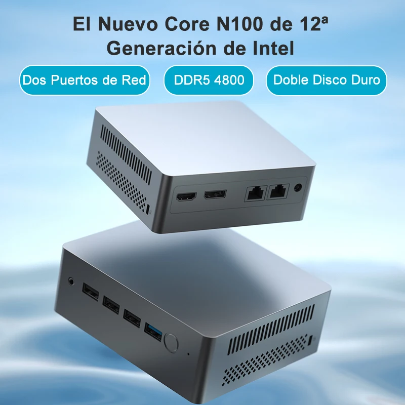 Mini PC Alder Lake de 12ª generación, Intel N100, Windows 11, Quad Core, LPDDR5, 8G, 256GB, 4800Hz, Dual RJ45, Turbo Boost, LAN 3,4 GHz, Firewall 4K