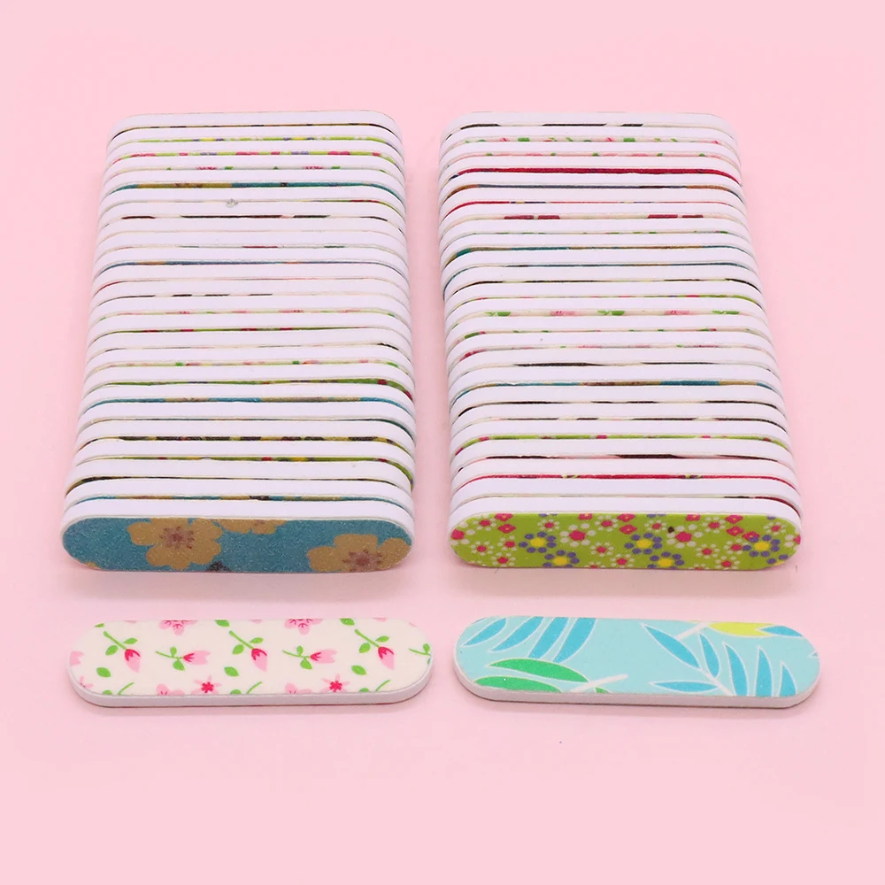 20/50/100 Stück Mini-Nagelfeilen, doppelseitige Bögen, farbiges Schleifpapier, EVA-Puffer, Nagelkunstfeilen, professionelles Nagelzubehör-Werkzeug
