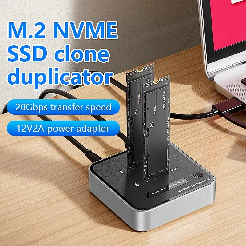 

EE1 OEM M2 NVME SSD Enclosure NVME Cloner USB 3.2 Gen 2 20 Gbps 20Gbps Type-C Tool-Free M.2 NVME SSD Case Enclosure