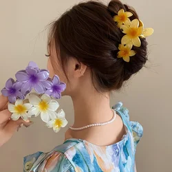 Dopamine Gradient Egg Flower Acrylic Shark Claws for Women Sweet Sea Conch Shark Clips Shell Hair Clip for Girls Beach Vacation