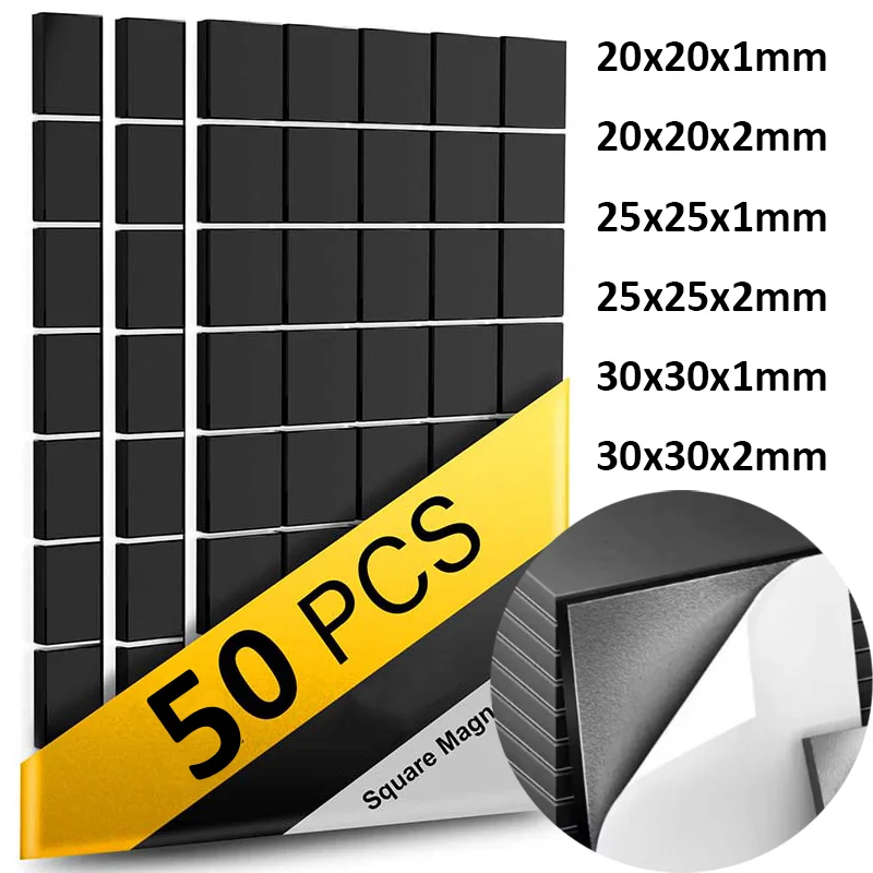 

Self-Adhesive Square Magnetic Sheets, Soft Magnetic Sheet for Home Refrigerator, DIY Crafts Multiple Sizes