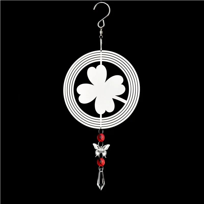 

Metal 3D Four-leaf Clover Silent Rotating Wind Chime Pendant