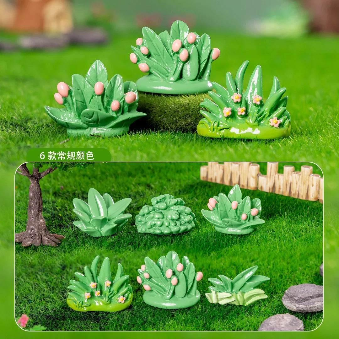 

6PCS Simulated Grass Series Miniature Landscape Ornaments Items Resin DIY Home Decorations Desktop Crafts Sculpture Home Decor