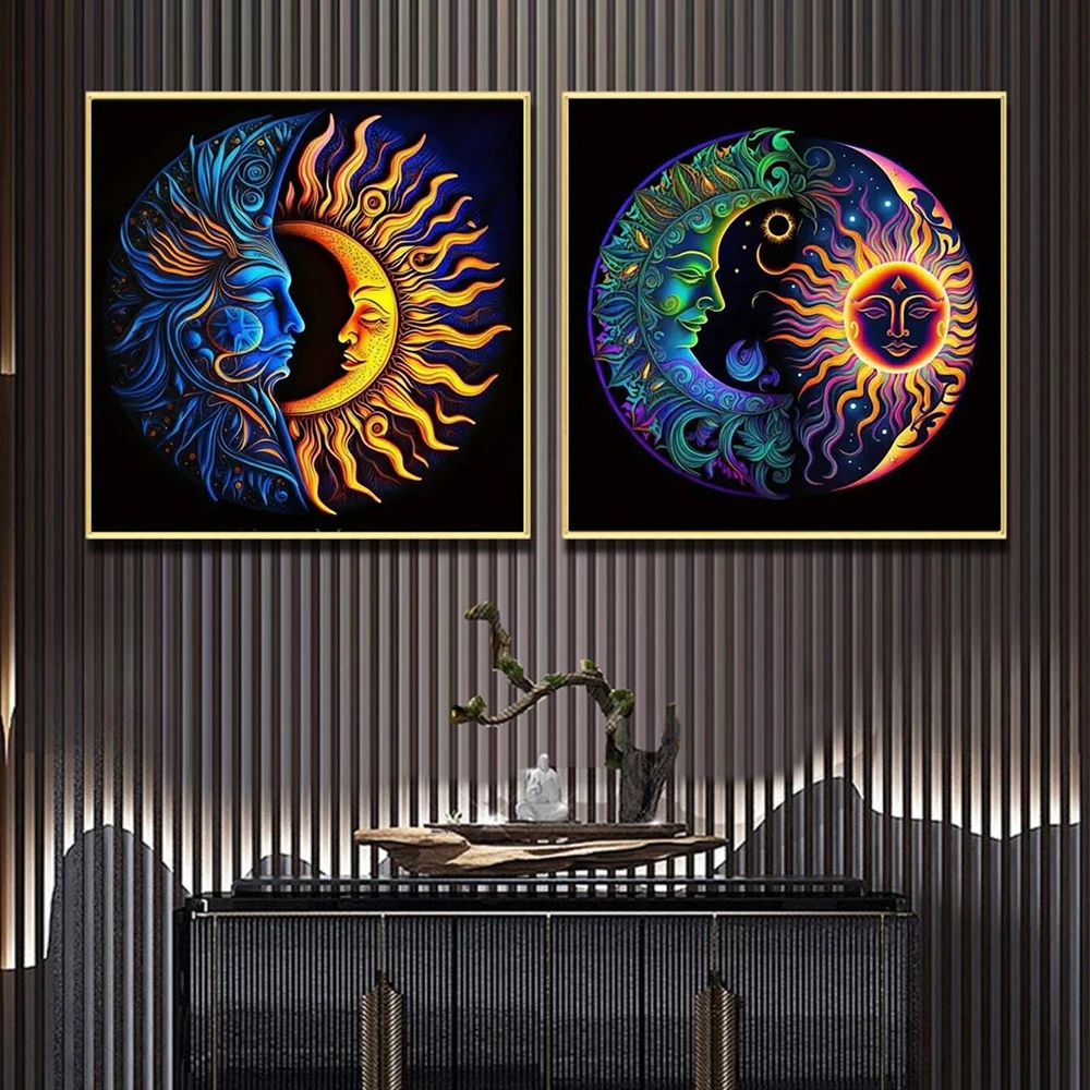 5D DIY Star Mandala Sun Moon Art Diamond Painting Full Round Diamond Mosaic Cross Stitch Kits Kids Room Home Decor Birthday Gift