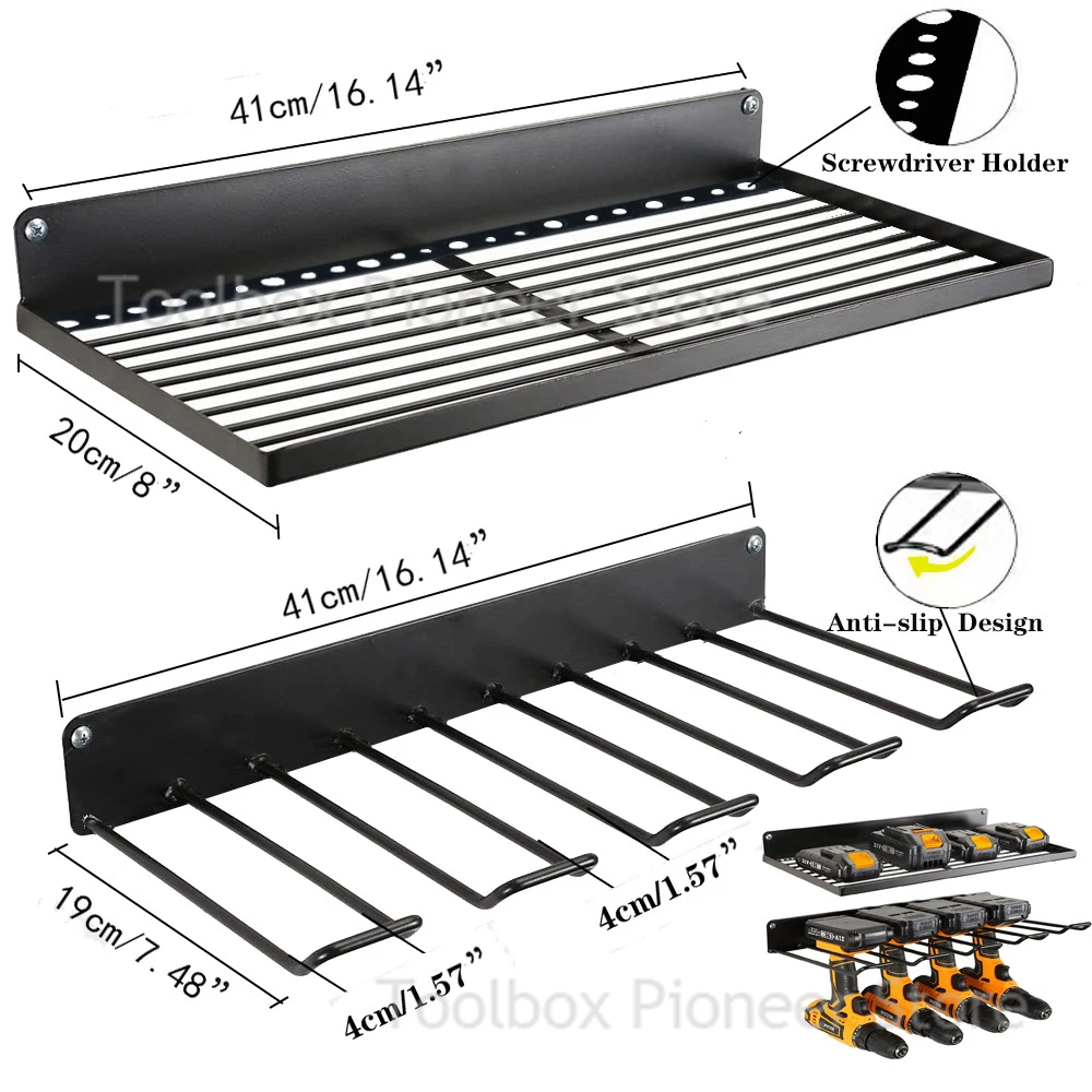 Scaffale per organizer per utensili elettrici a mano Armadietto per attrezzi galleggiante a parete Portautensili elettrico resistente per