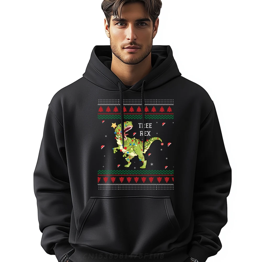 

Tree Trex Dinosaur Light Ugly Christmas Sweater Pajamas Big And Tall Pullover Hoodies Summer Gifts For Men