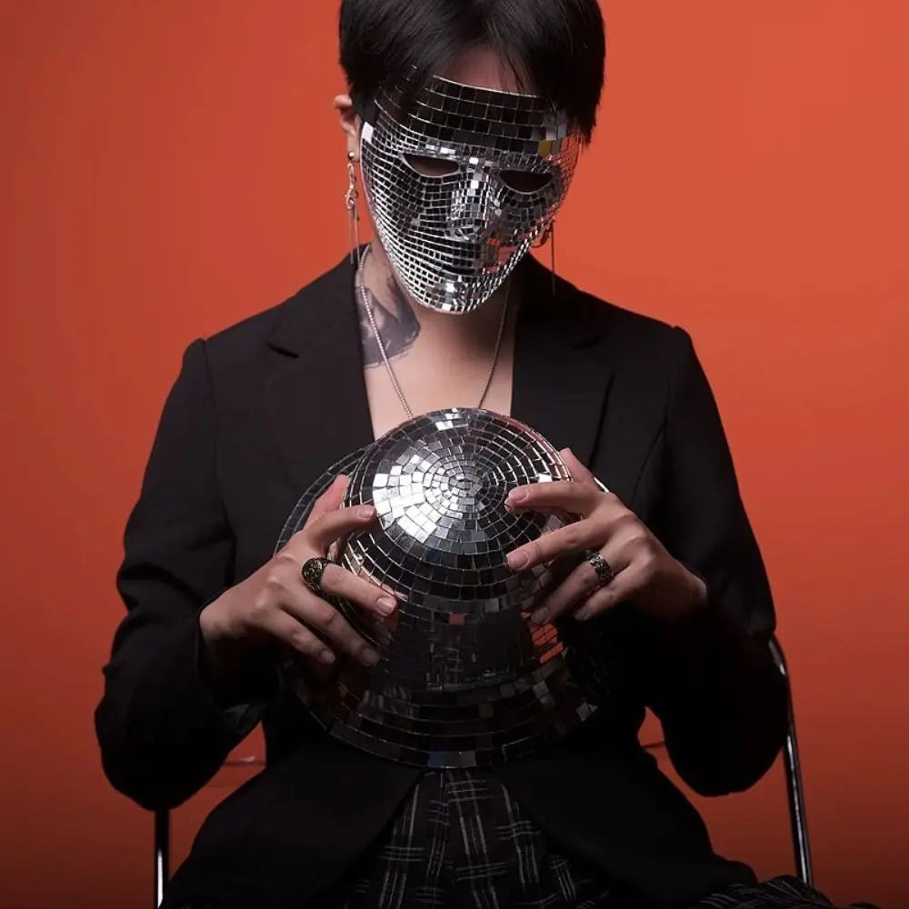 Gemaskerd Bal Glitter Spiegel Gezichtsmasker Volledig Gezicht Mannelijke Volwassen Nachtclub Masker Half Gezicht Cosplay Prom Props Thuis DJ Decor Vrouwen