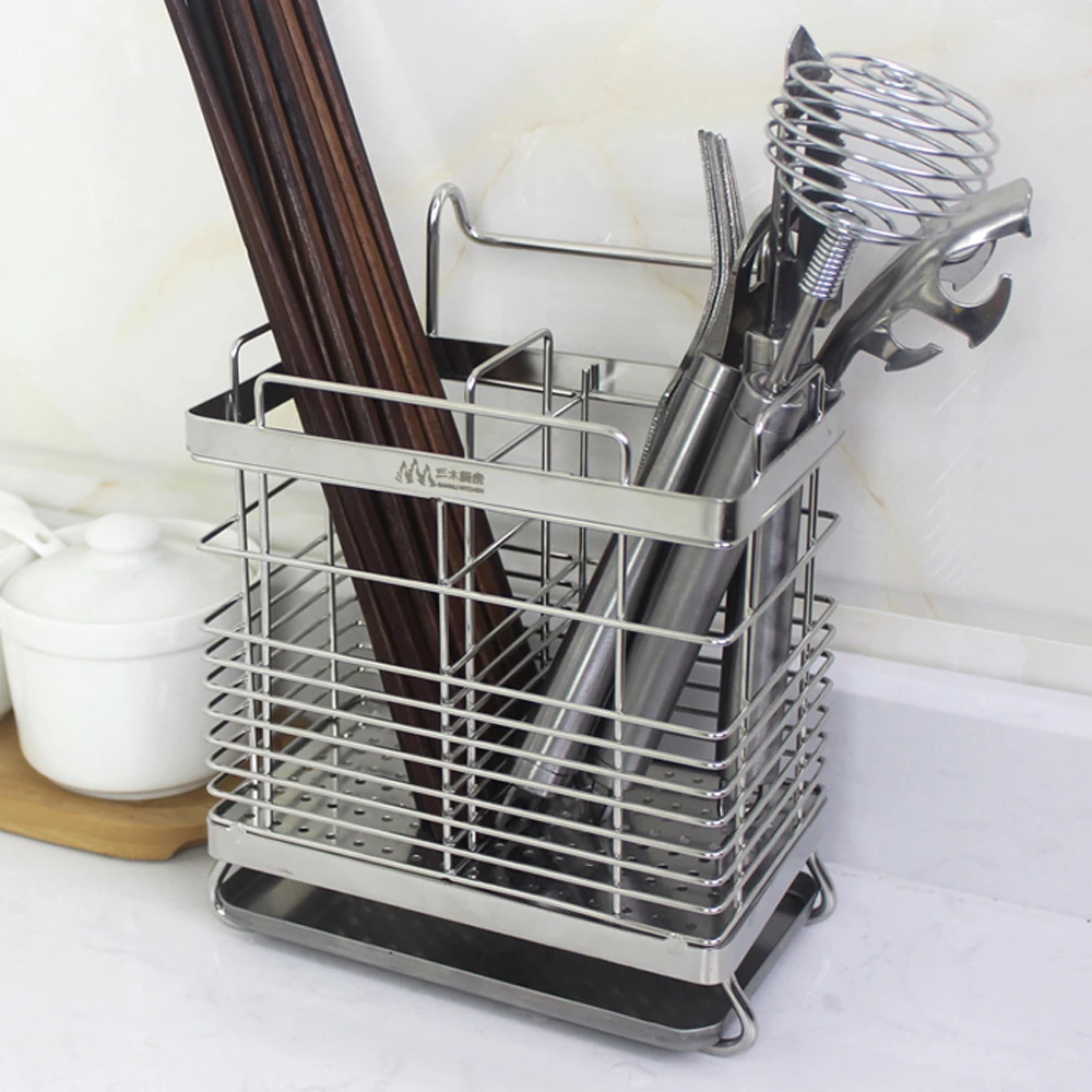 304 stainless steel chopsticks tube kitchen household drain cage wall hanging suction cup storage rack