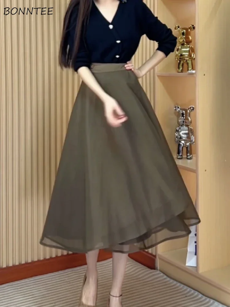 

Irregular One-piece Skirts Women Gentle Soft Elegant Baggy Temper French Style Vintage Fashion Females Classic Falda Aesthetic