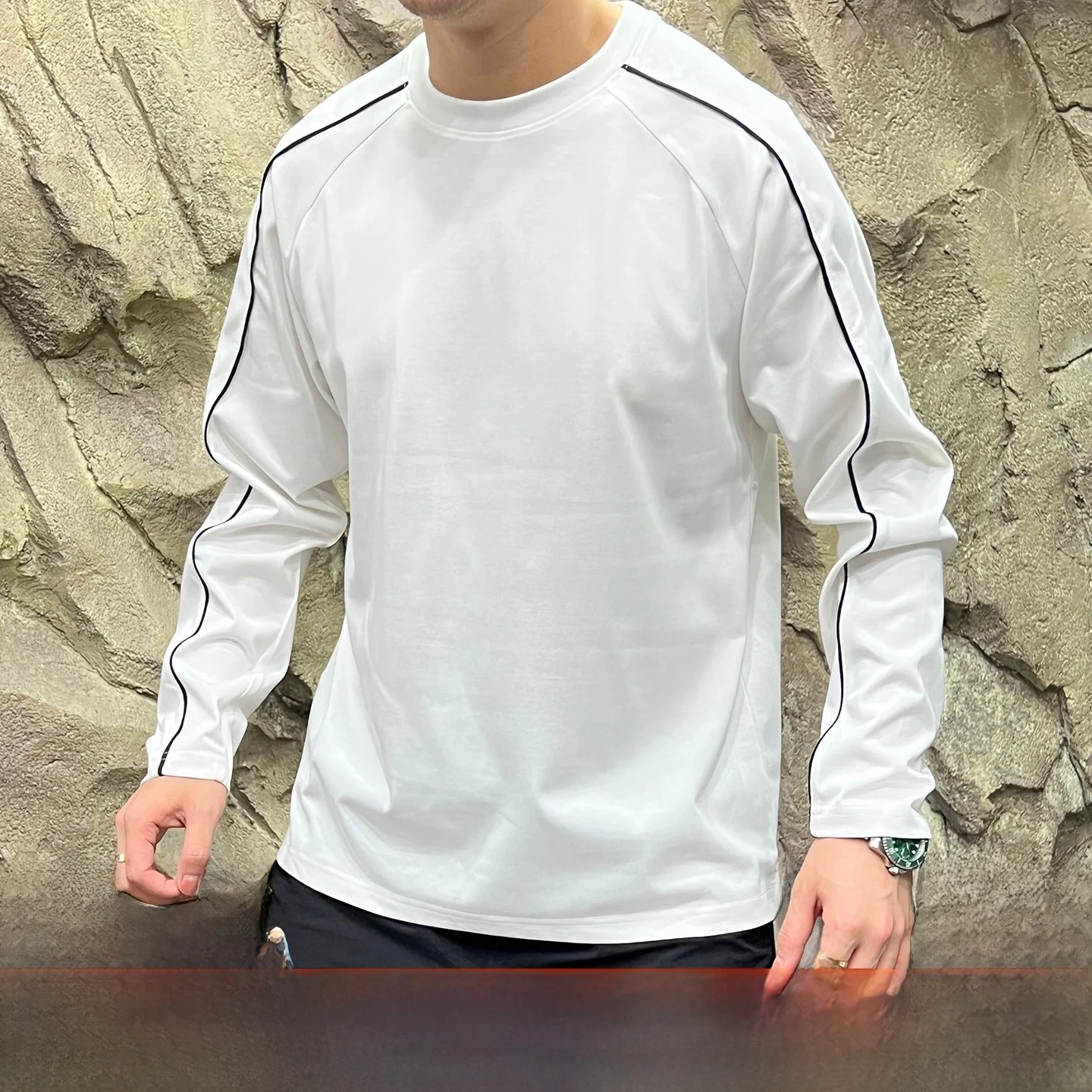 

Футболка Long Sve round Ne, удобный хлопковый повседневный базовый слой, мужской цветной модный топ на осень