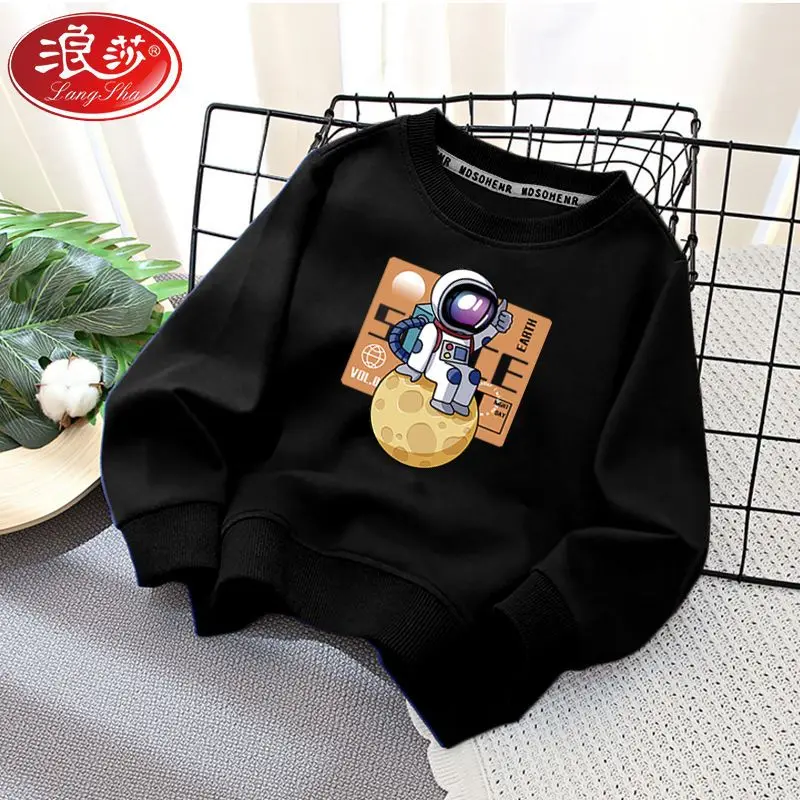Children's Clothing Boys' Fleece-Lined Sweater 2022 New Winter Clothes Warm Long Sleeves Middle and Big Children Children