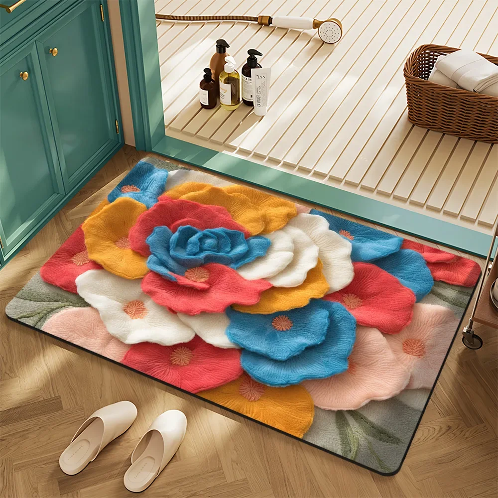 Vintage Flower Welcome Doormat for Front Door Floor Mat Home Decor Embossed Floral Strawberry Home Sign Pattern Stylish Indoor