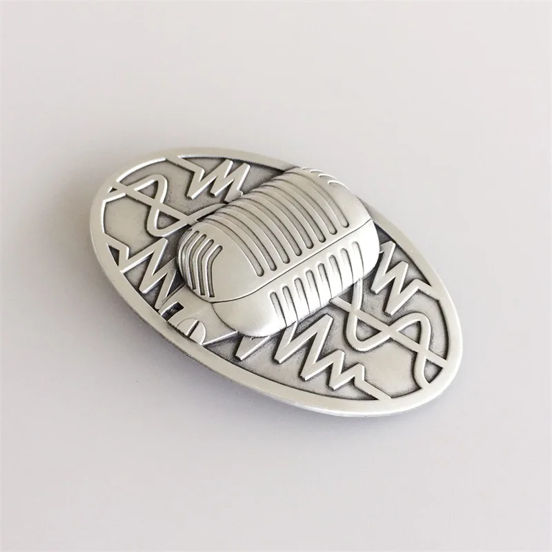Nowy mikrofon w stylu vintage muzyka owalna klamra paska Gurtelschnalle Boucle de ceinture BUCKLE-MU072AS również dostępny w USA