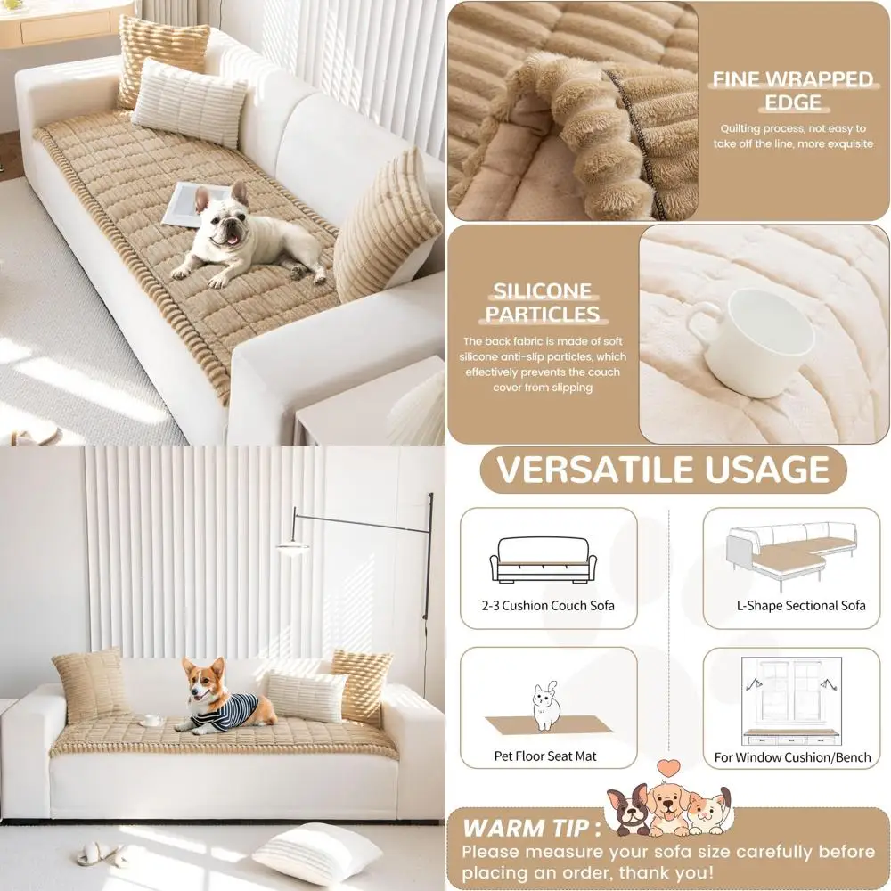 

Моющиеся плюшевые чехлы на диван для собак, нескользящие, приятные для домашних животных, для дивана с 3 подушками, всесезонные мягкие чехлы для диванов