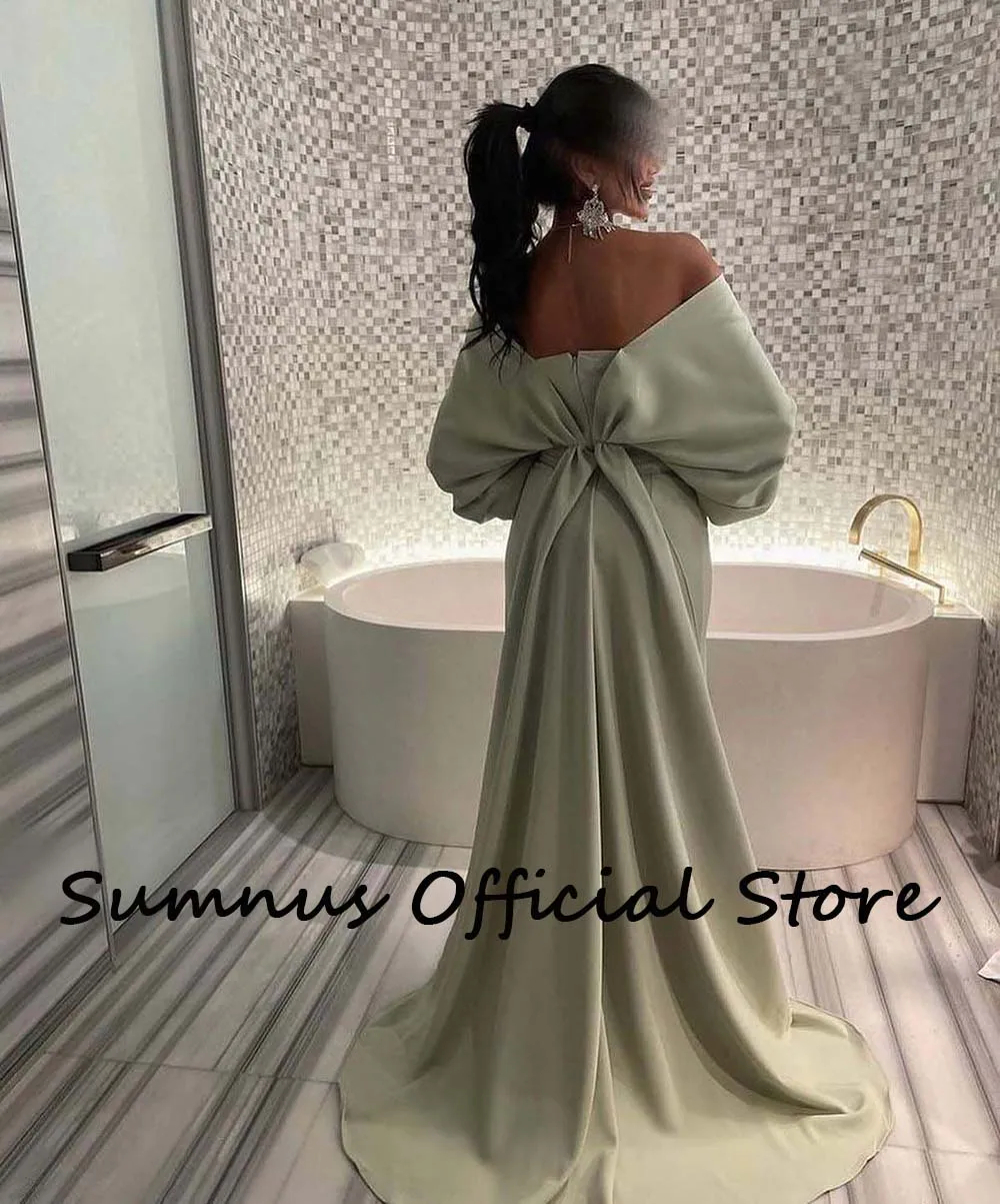 Sumnus Saudi Arabic Mermaid Evening Party Gowns Sexy Off Shoulder Sequins Long Sleeve Dubai Wedding Party Dresses with Train