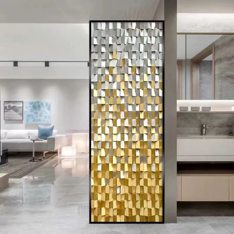 Custom modern simple toughened art glass screen partition living room light transmission abstract three-dimensional entrance doo