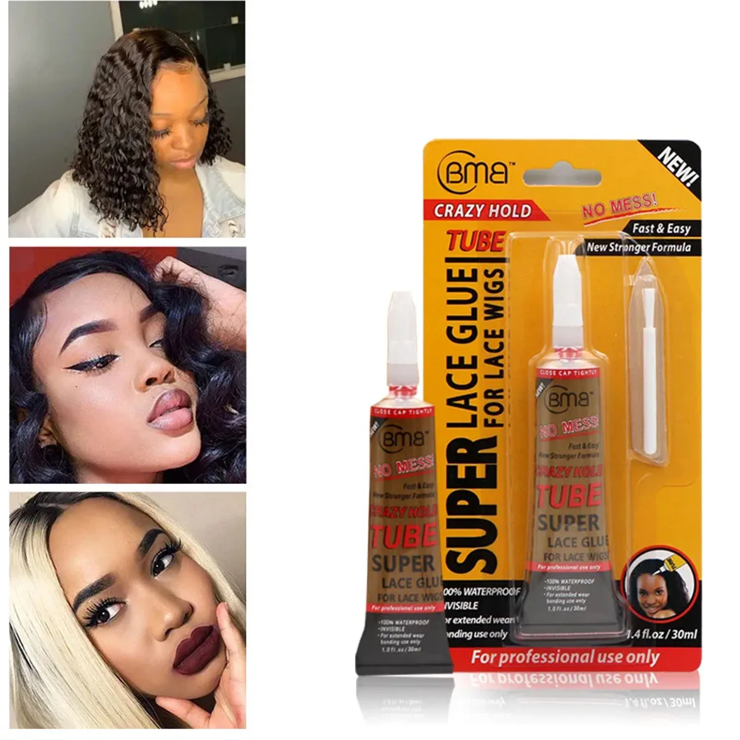 

3PCS BMB Super Glue Waterproof Lace Wig Glue Invisible Hair Bonding Glue Strong Hold Wig Adhesive for Toupee Frontal Hairpiece