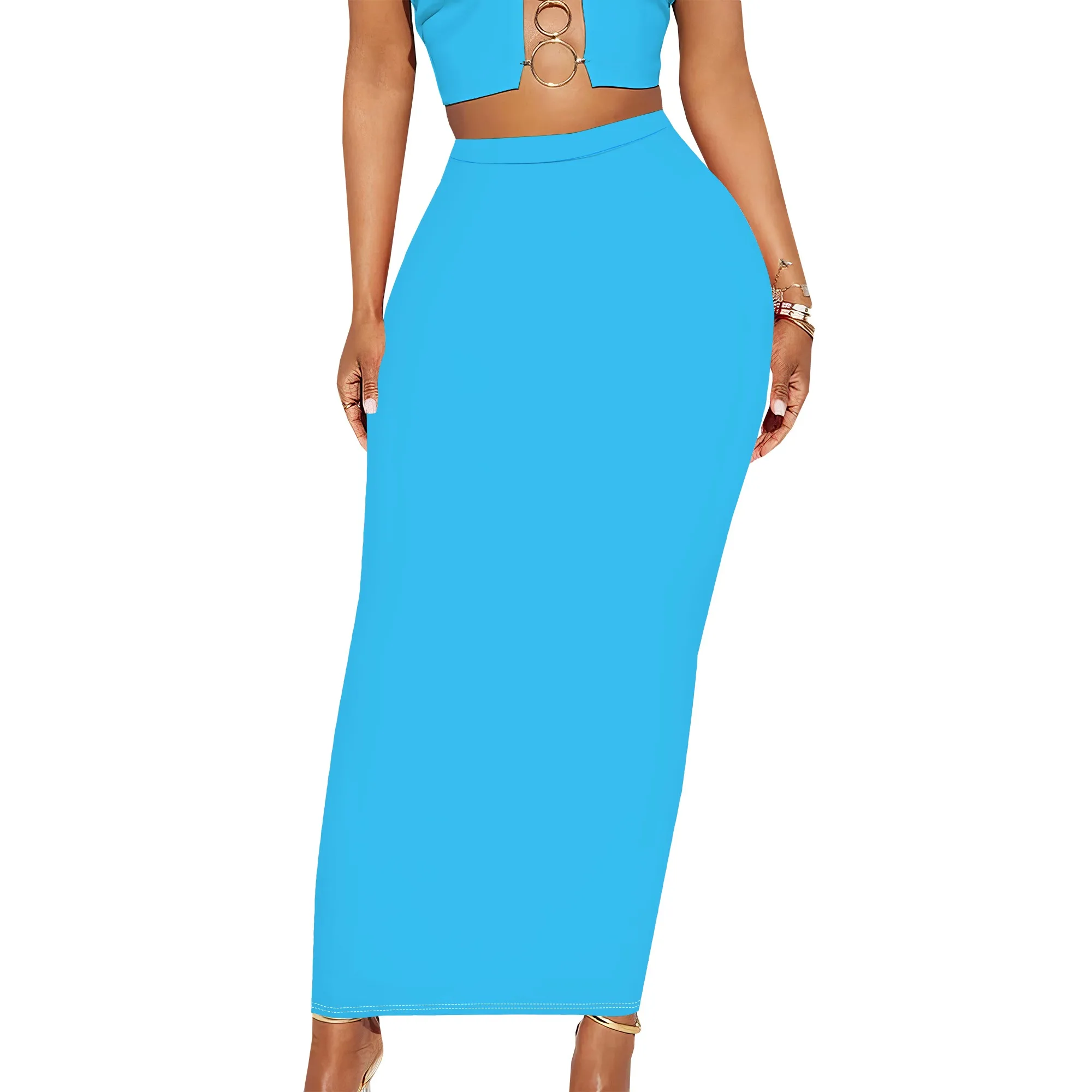 

Pencil Skirts for Women Office Elastic Waist Stretch Bodycon Below The Knee Midi Basic Skirts Party Club Business Casual