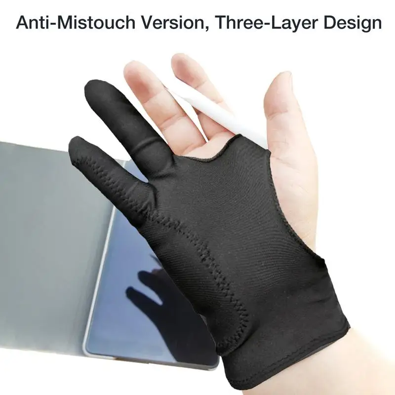 Artist Glove Two-Finger Artist Glove For Right Hand And Left Hand Drawing Tablet Glove Two Finger Smooth Elasticity For Stylus