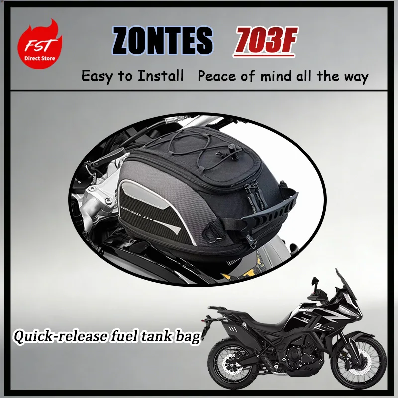 

FOR PZONTES 703F Fuel Tank Bag High-Toughness All-Weather Lockable with Adapter Base Phone Navigation Luggage Accessory