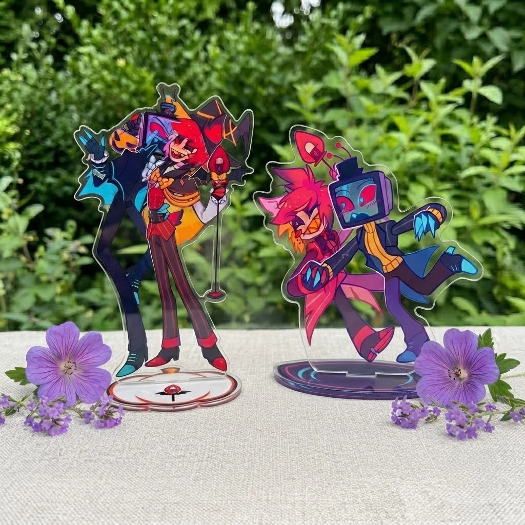 Standee for Hazbin Hotel Vox Valentino Alastor Original Acrylic Anime Cartoon Character Desktop Exquisite Toy Birthday