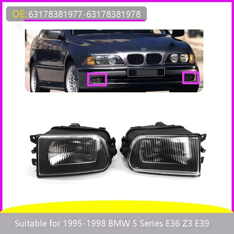 المصد الأمامي الضباب ضوء النهار تشغيل أضواء لسيارات BMW 5 Series E39 528I 540I Z3 1997-2000 6317-8381-977 6317-8381-978
