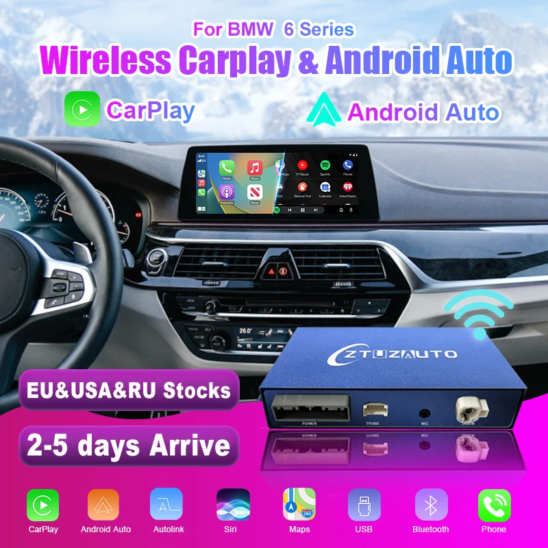 

Беспроводной CarPlay для BMW 6-й серии E63 F06 F12 F13 2010-2020, с Android Auto Mirror Link Navigation AirPlay Car Play Function