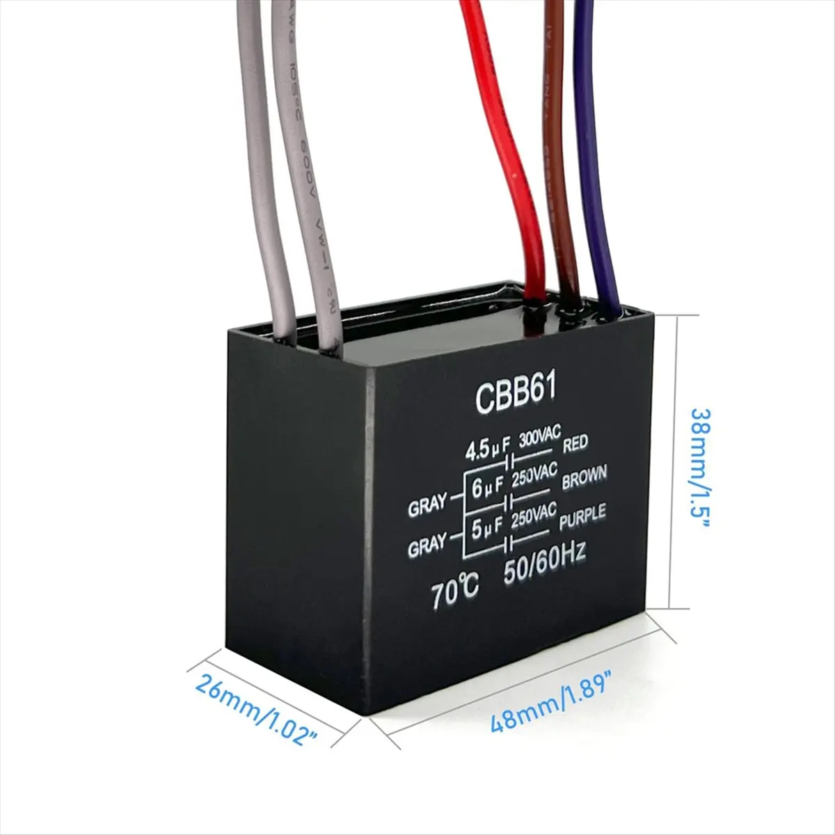 Interruptor de Corrente para Ventilador de Teto REST, 3 Velocidades, 4 Fios, Capacitor para Ventilador de Teto CBB61 4.5Uf + 6Uf + 5Uf, 5 Fios, 250V, A