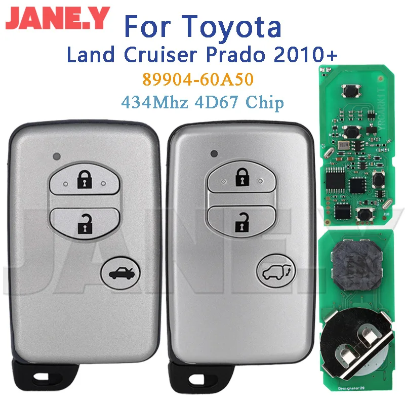 Умный дистанционный ключ от автомобиля для Toyota Land Cruiser Prado 2010+ F433 3 кнопки B74EA P1 98 чип 4D-67 FCCID 89904-60A50 запуск без ключа