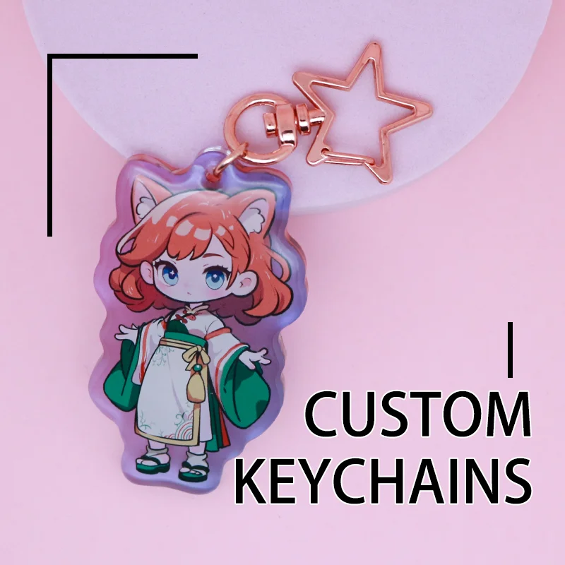 

Custom Keychains Cartoon Epoxy Translucent Key Chain Customized Anime Charms Hologram Acrylic Personalized Designer Keychains