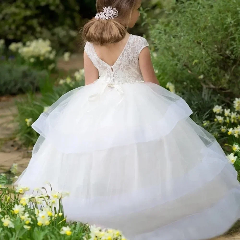 

Flower Girl Dresses for Weddings Lovely Lace Bow Girls Pageant Dresses for Little Girls First Holy Communion Dresses
