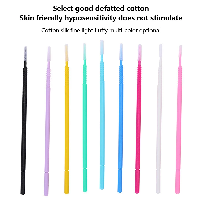 100Pcs Bagged Disposable Eyelash Brushes Grafting False Eyelash Cleaning Cotton Swab Mascara Eyelash Extension Brushes