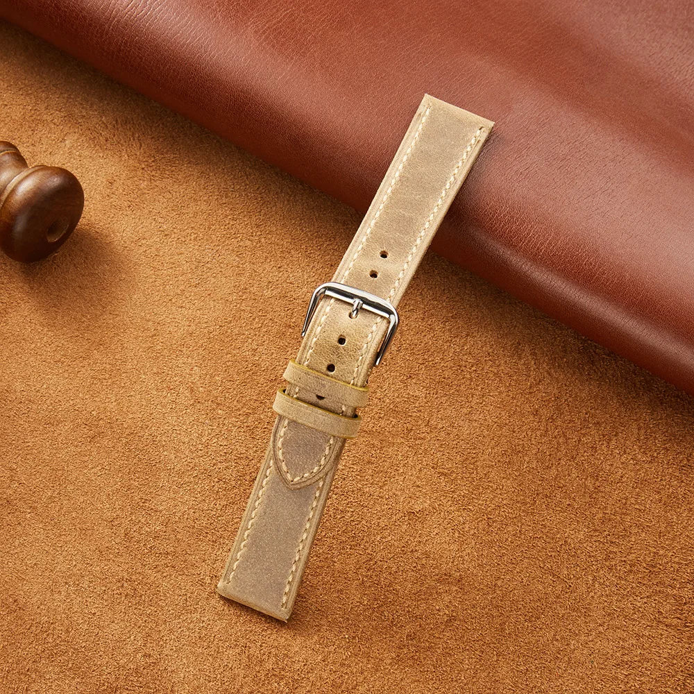 Super Soft Genuine Leather Watchband 18mm 19mm 20mm 21mm 22mm Women Men Vintage Cowhide Leather Watch Strap Belt Accessories