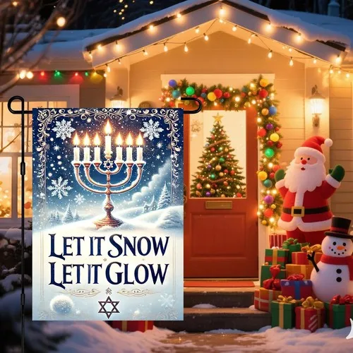 Hanukkah Garden Flag Menorah Snowflake Winter Wonderland Theme, 12x18 inches XXQ