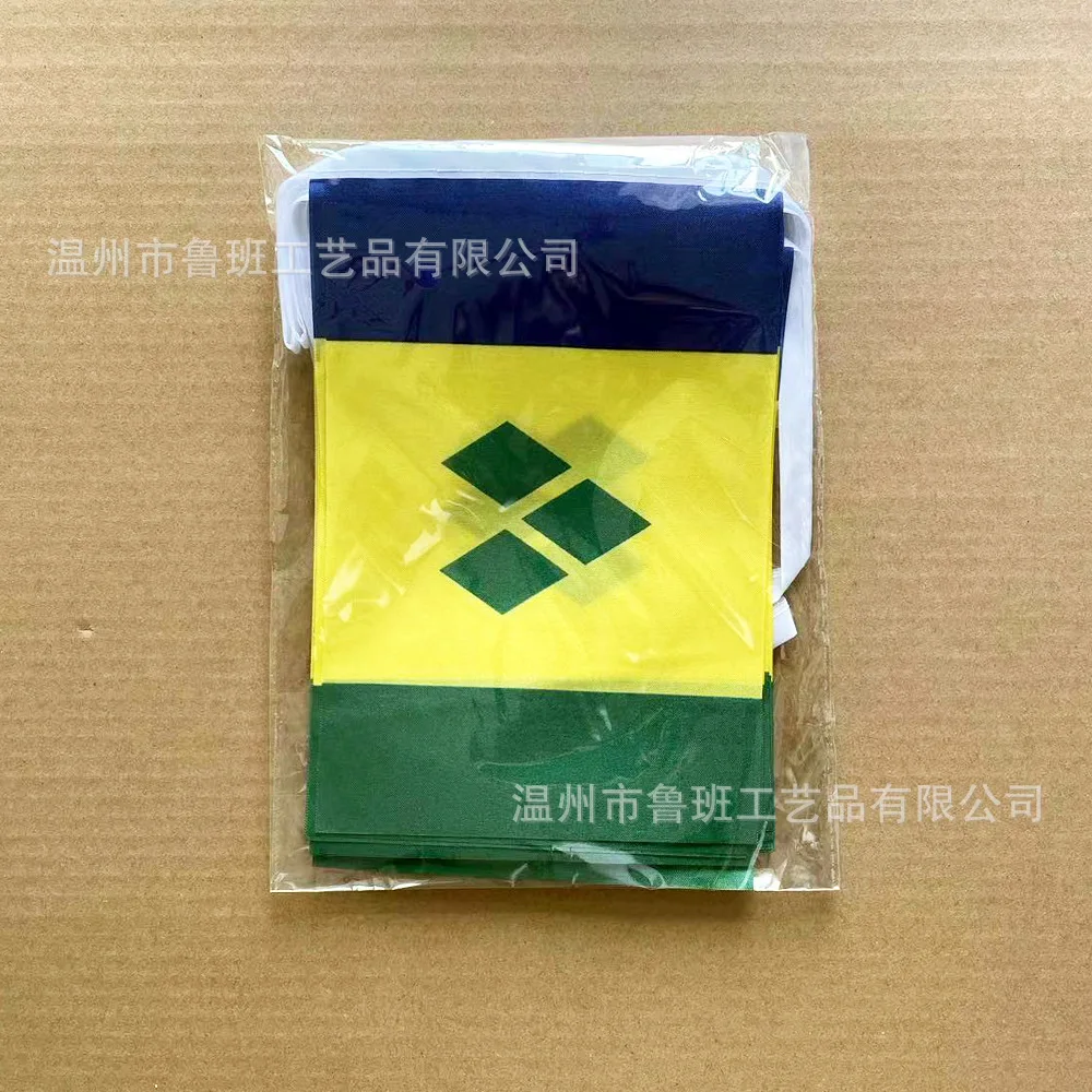 Saint Vincent and the Grenadines Bunting Flags 14x21cm 20pcs/lot Polyester String Flags Pennant Banner for Decoration