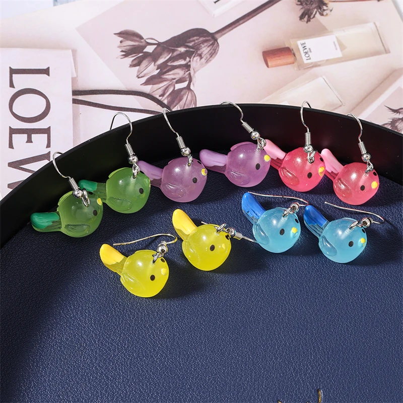 5 Paar/Set Cartoon-Tier-Ohrhänger für Frauen Bunte Harz-Vogel-Ohrhänger Mädchen Party Festival Schmuck Geschenke – Detail 9