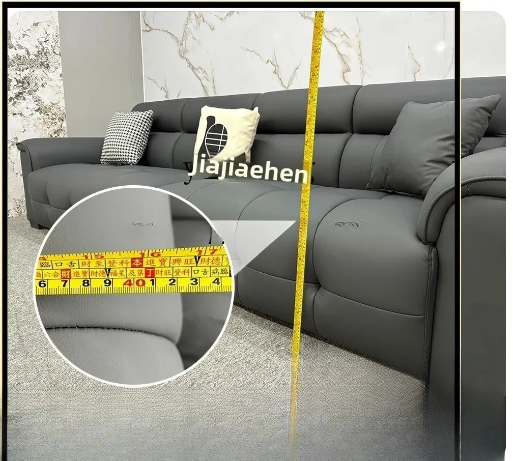 b7- Sofa Living Room Cat Scratching Leather Straight Row Genuine Leather Sofa