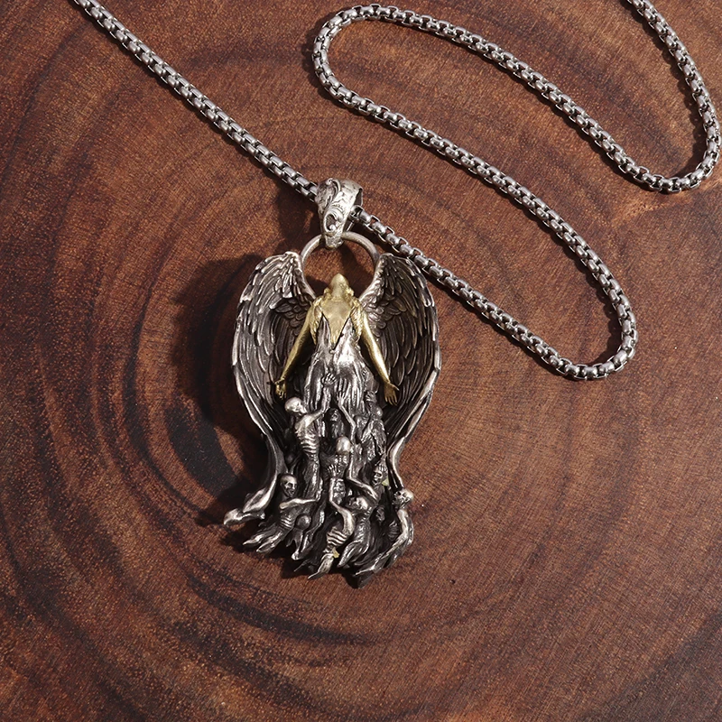 Creativity Mother of Purgatory Demons Pendant Wing Angel Goddess Pendant Necklace for Men Trend Punk Gothic Women Jewelry image 2
