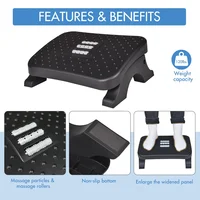 Ergonomic Under Desk Footrest with Massage Rollers120Lbs Capacity, Adjustable Height, Pain Relief for Office & Home 4