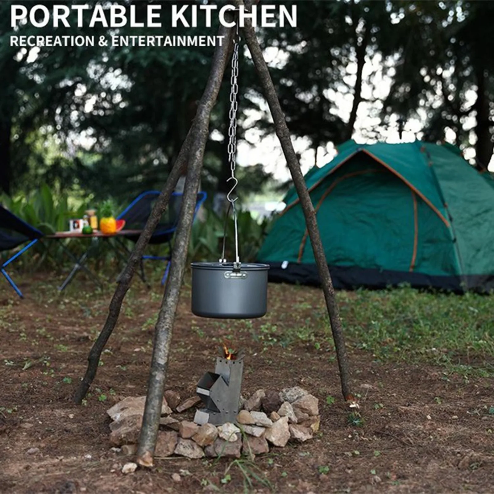 Stainless Steel Camping Tripod - Camping Cooking Pot Tripod review and price