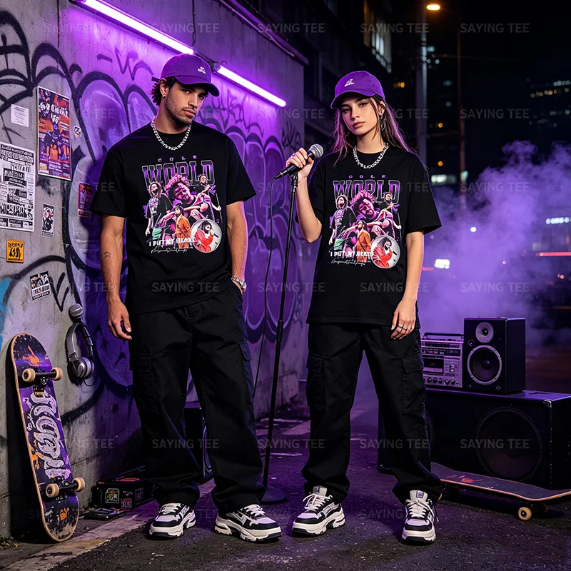 Herren & Damen J-Cole 2026 Musik-Tour Mode Kurzarm-T-Shirt Y2k Streetwear Hip-Hop Grafik-Kleidung Baumwolle Rap Rock Tee – Detail 4