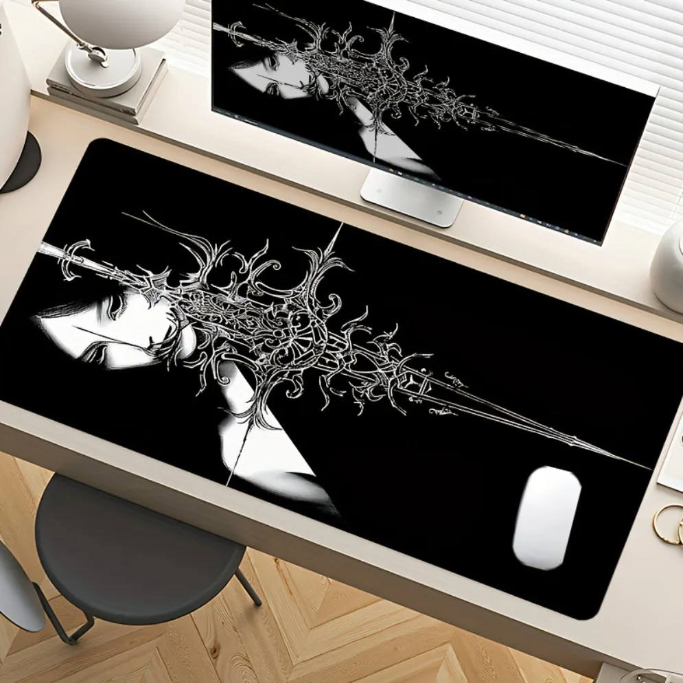 Rubber Gaming Mouse Pad with Cool Sword Sound Girl Design,Non-Slip,Office Keyboard and Mouse Accessories,Gift for Gamers
