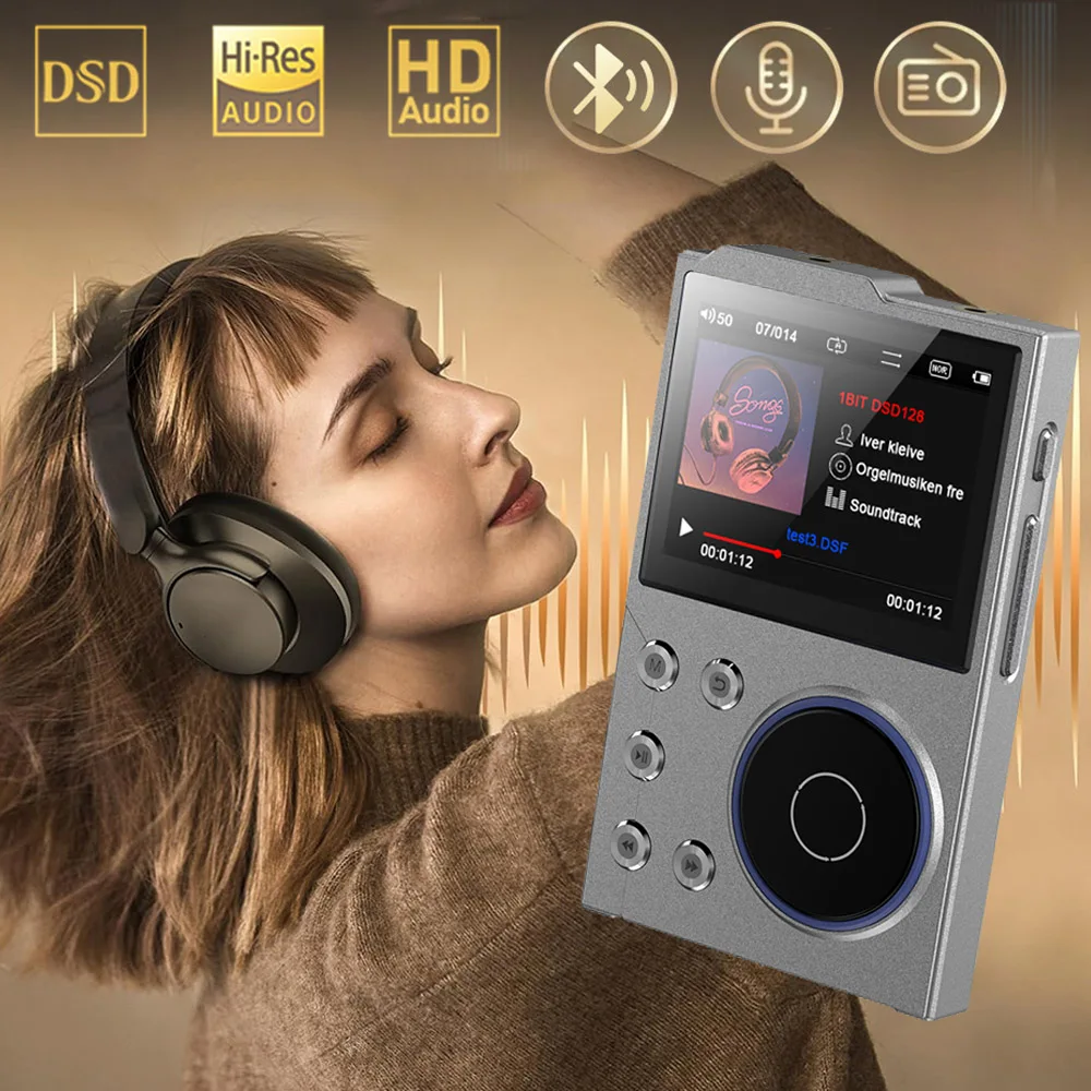 

Mini HIFI Lossless MP3 Player 16GB Wireless Bluetooth Walkman Recorder with 2.4" TFT Screen Support FM Radio TF Card Line-out