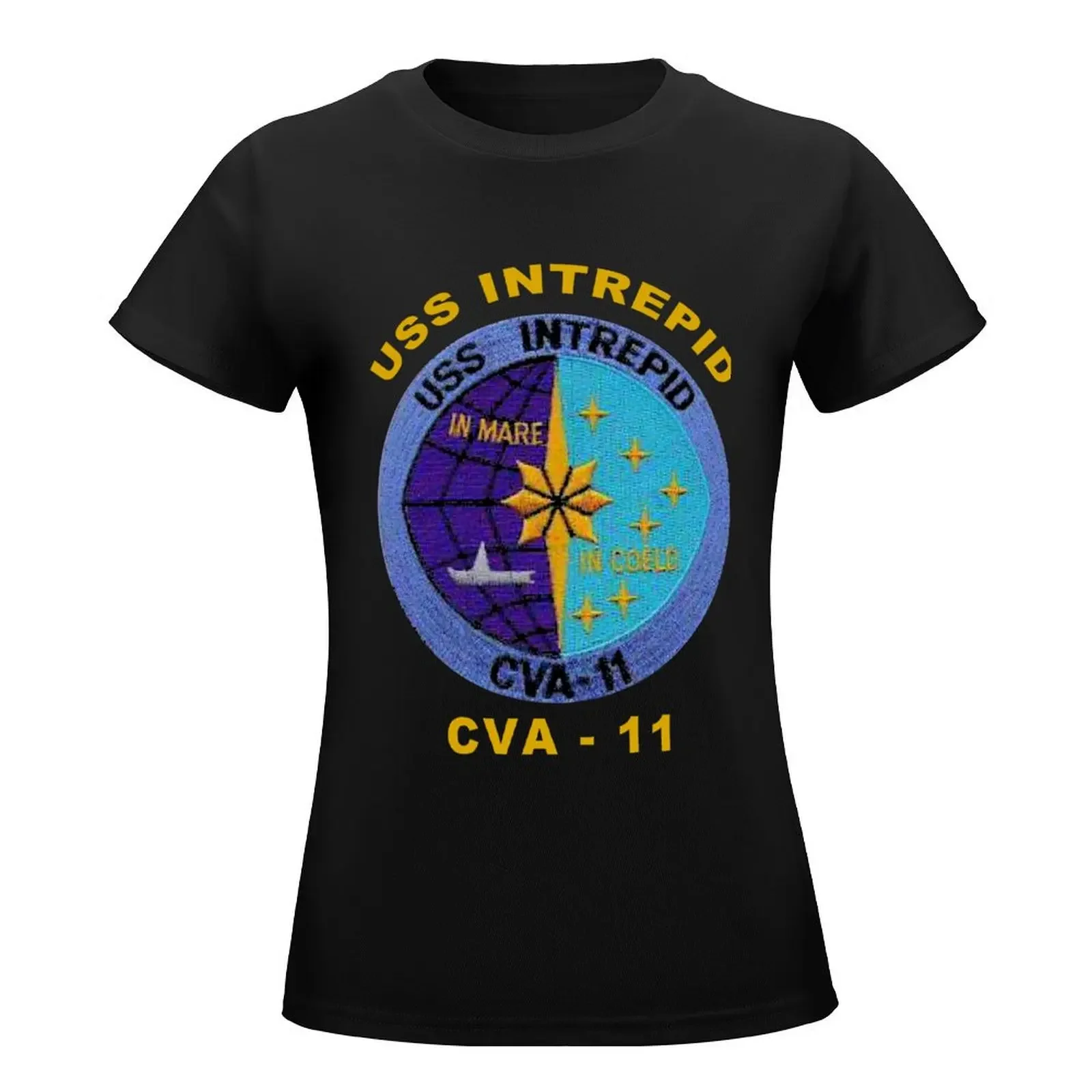 USS Intrepid (CV/CVA/CVS-11) Crest for Dark Backgrounds T-Shirt cute clothes tops T-shirt Women