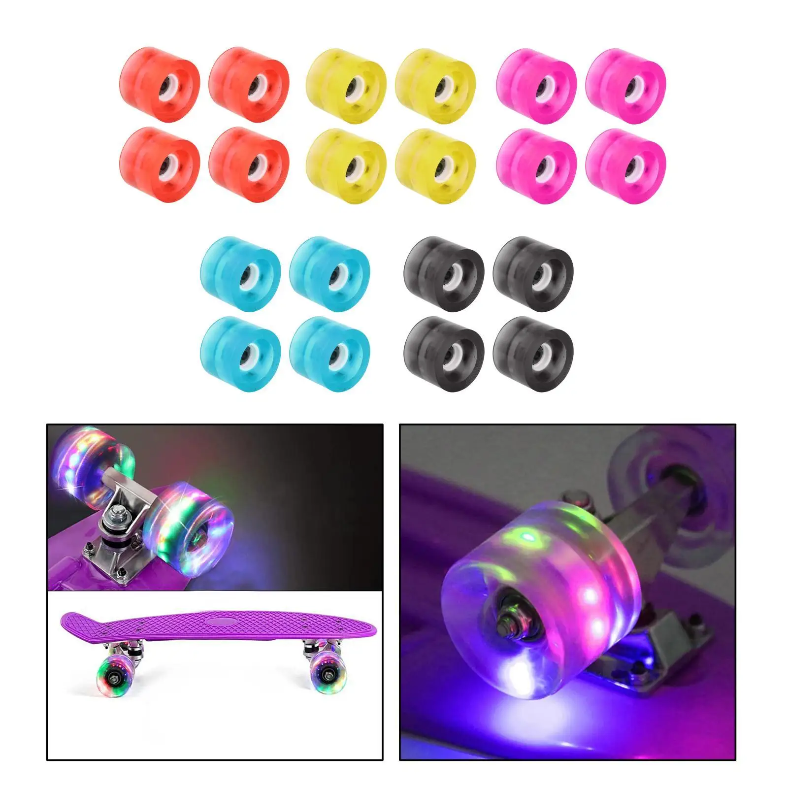 

Светящиеся колеса для скейтборда, 4 шт./компл. колеса для скейтборда, колеса для роликовых коньков/скейтборда для двухрядного катания на коньках и скейтборде