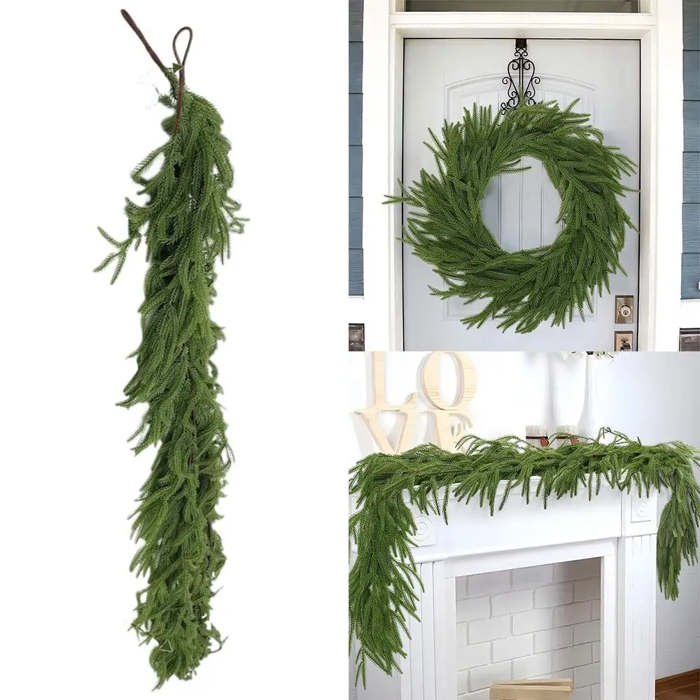 

180cm Artificial Norfolk Pine Garlands Fireplace Decoration Green Christmas Pine Wreath Wall Hanging Party Supplies