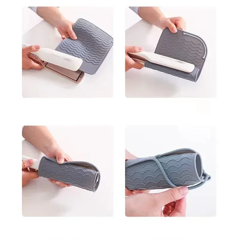 

1 шт., многофункциональная силиконовая термостойкая подушечка, изоляционный коврик, выпрямитель для волос, чехол для хранения щипцов для завивки волос, плоские утюжки