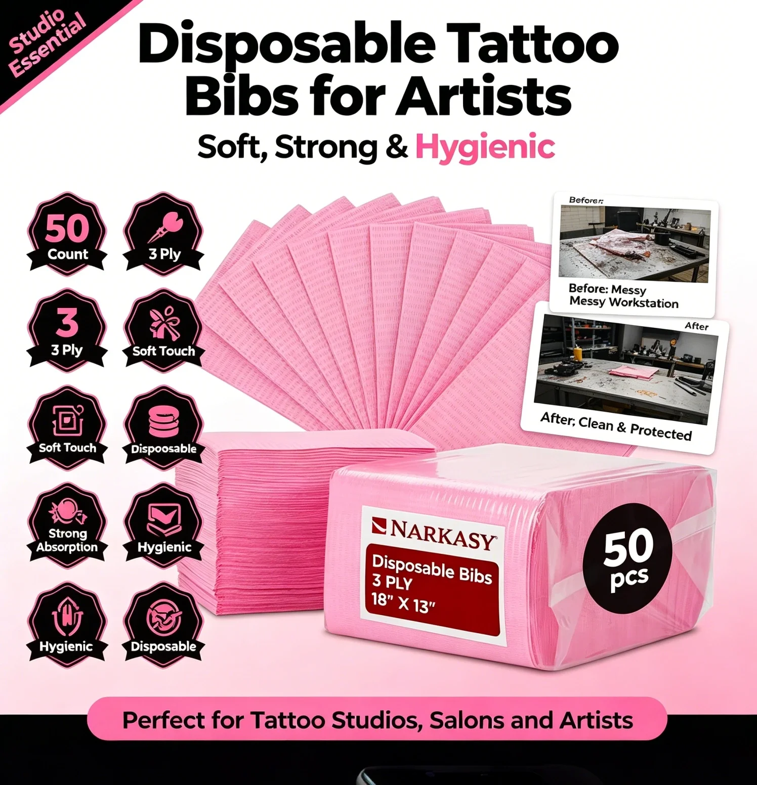 Disposable Tattoo Table Cover Cleaning Pad Colorful Bed Sheet Cloth Manicure Makeup Waterproof Stain Resistant Tablecloth Pad